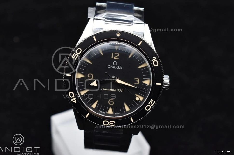 300 on 1060 Tailored A8912 Dial Heritage SS Seamaster Clone VSF Black Super Best 1:1 Edition Bracelet 0503